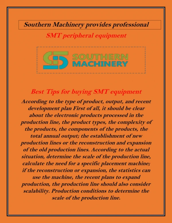 Southern Machinery provides professional