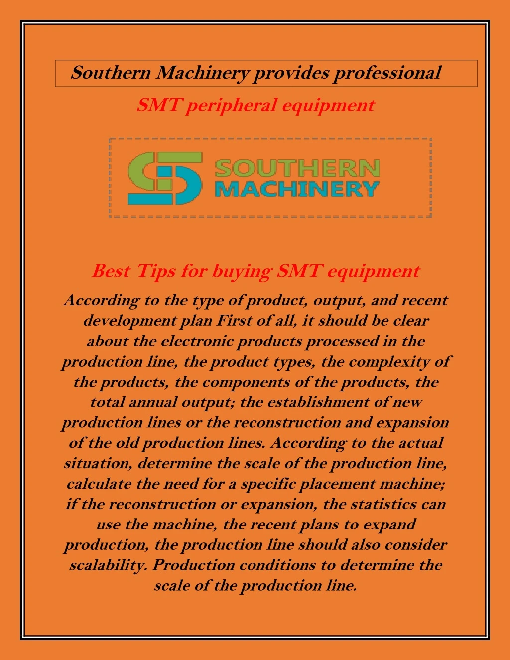 southern machinery provides professional