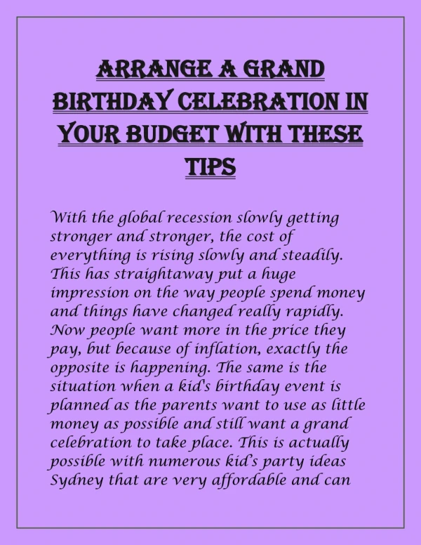 Arrange a Grand Birthday Celebration in Your Budget with These Tips