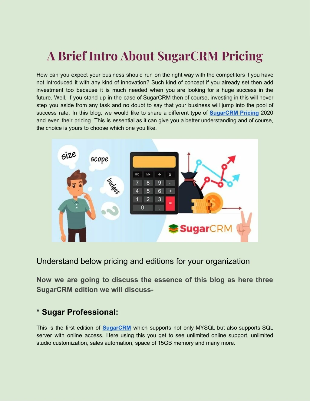 a brief intro about sugarcrm pricing