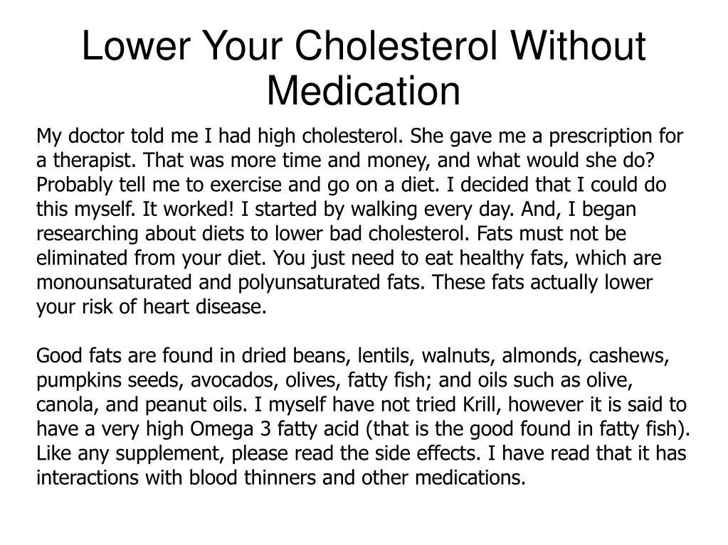 lower your cholesterol without medication