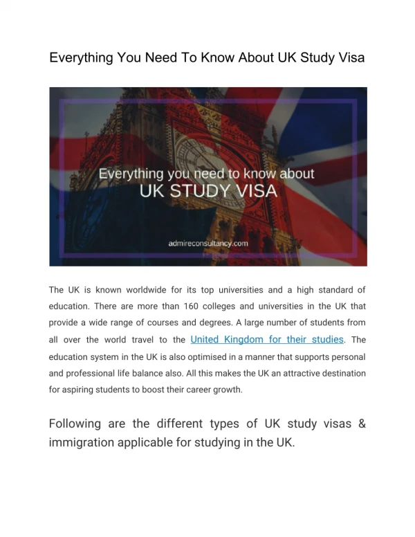 Everything You Need To Know About UK Study Visa