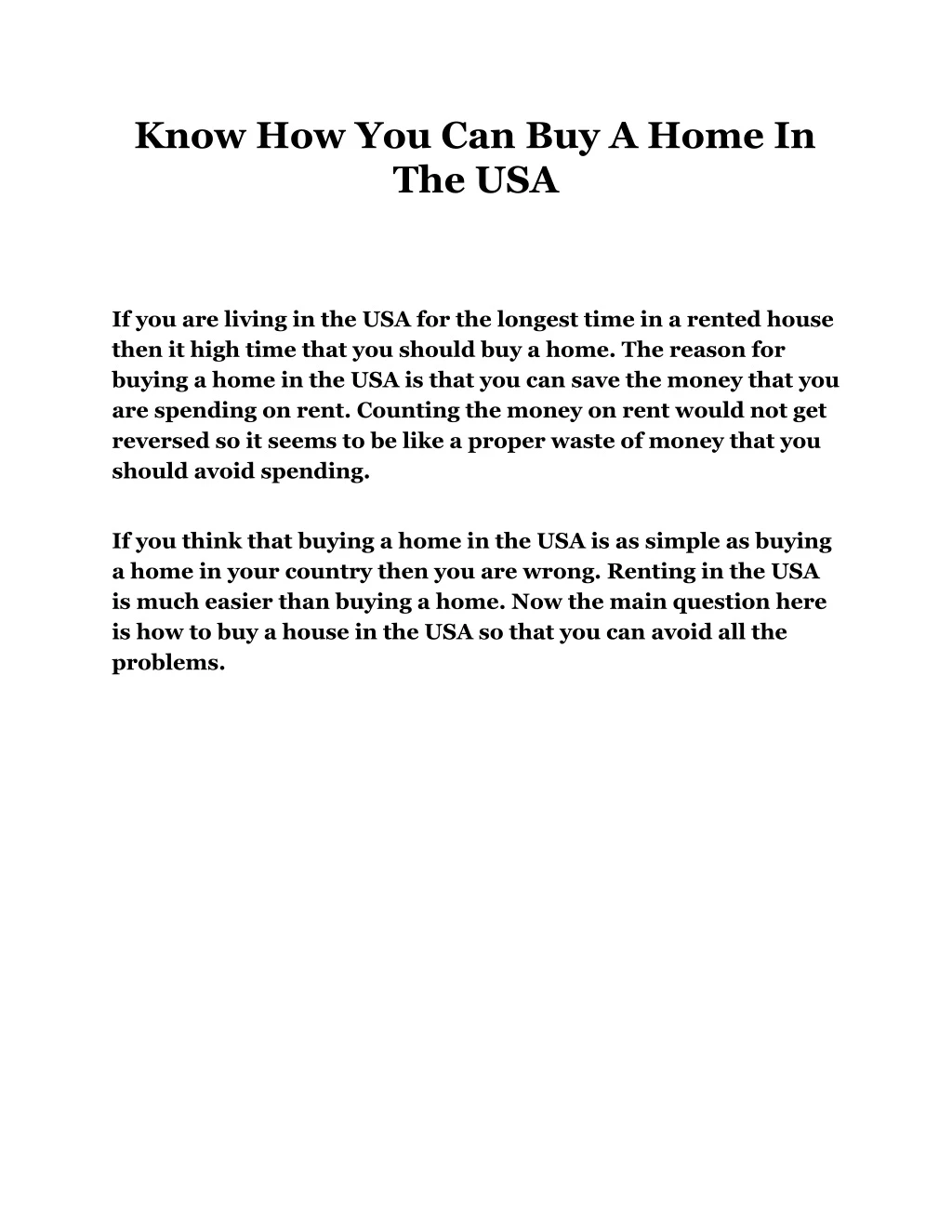 know how you can buy a home in the usa
