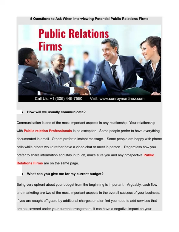 5 Questions to Ask When Interviewing Potential Public Relations Firms