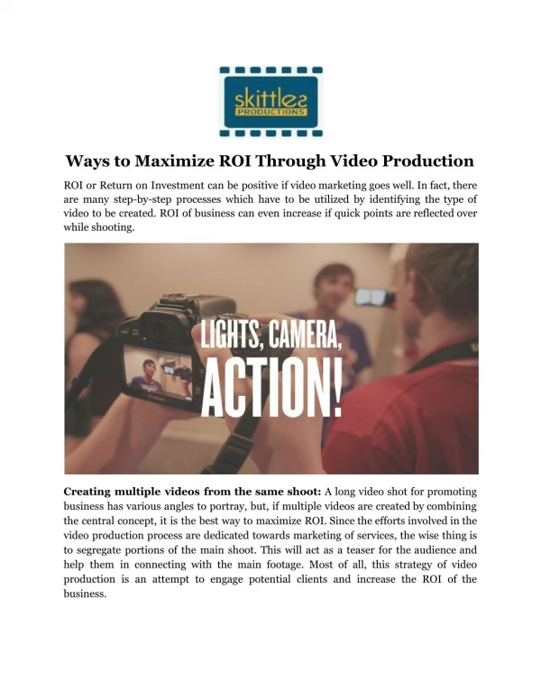 Ways to Maximize ROI Through Video Production