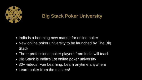 Poker Video Course Online | Big Stack Poker University