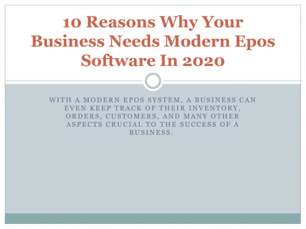 10 Reasons Why Your Business Needs Modern Epos Software In 2020