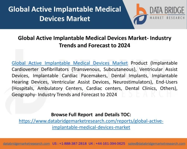 Global Active Implantable Medical Devices Market- Industry Trends and Forecast to 2024