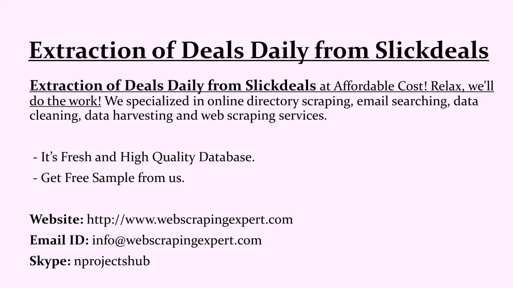 extraction of deals daily from slickdeals