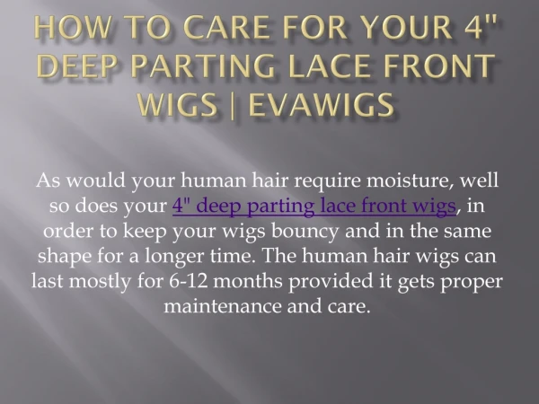 How to Care for your 4" Deep Parting Lace Front Wigs | EvaWigs