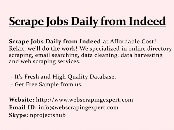 Scrape Jobs Daily from Indeed
