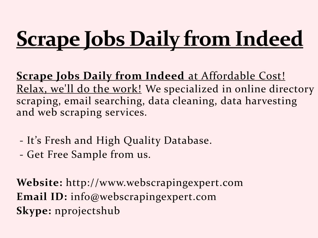 scrape jobs daily from indeed