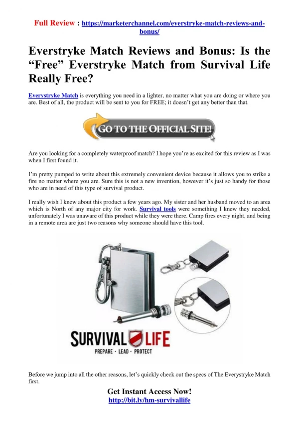 Everstryke Match Review: Is the “Free” Everstryke Match from Survival Life Really Free?