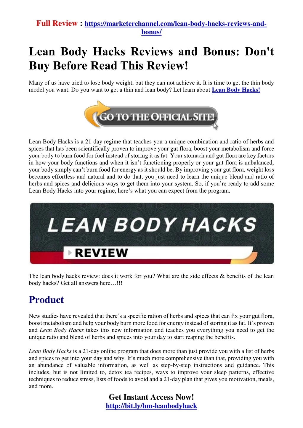full review https marketerchannel com lean body