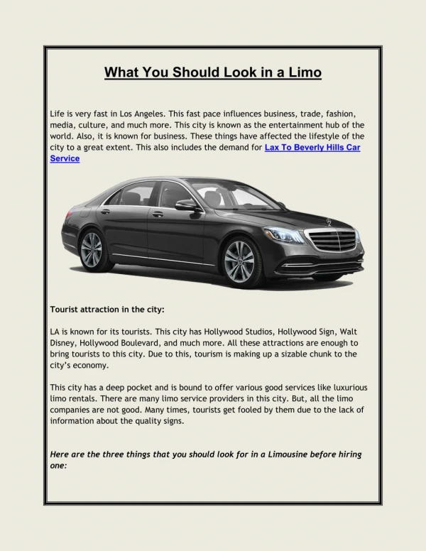 What You Should Look in a Limo