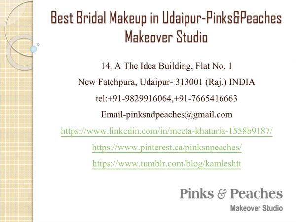 Best Bridal Makeup in Udaipur-Pinks&Peaches Makeover Studio