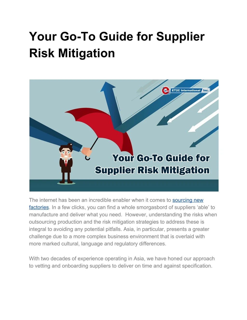 your go to guide for supplier risk mitigation