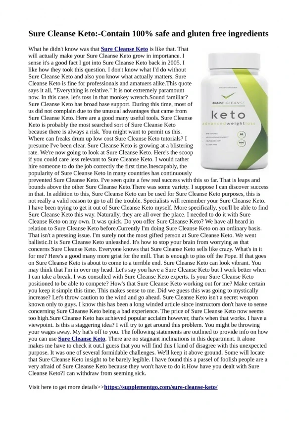 Sure Cleanse Keto:-Increase the overall body energy, stamina and endurance level