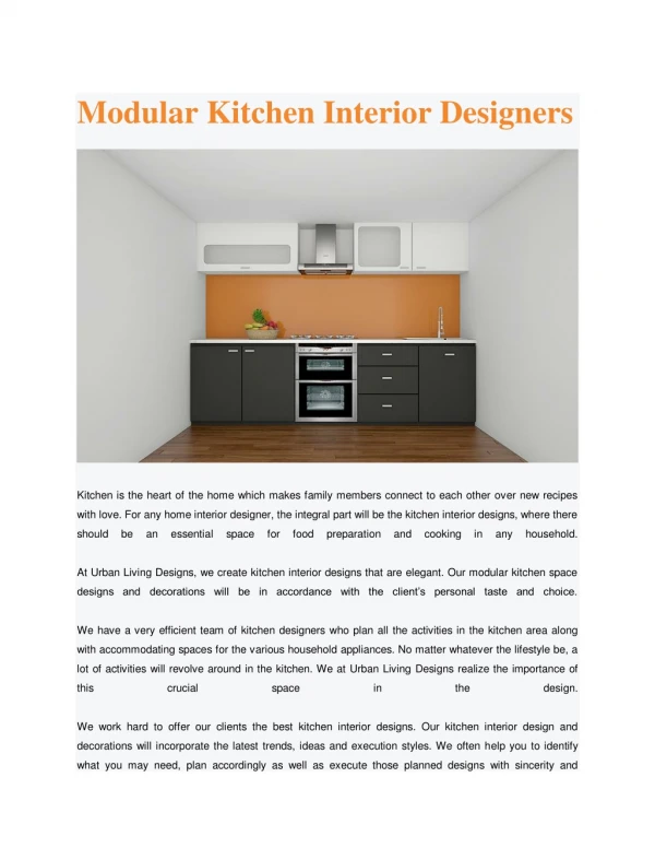 L-shaped, U-shaped or Straight Modular Kitchen Designs
