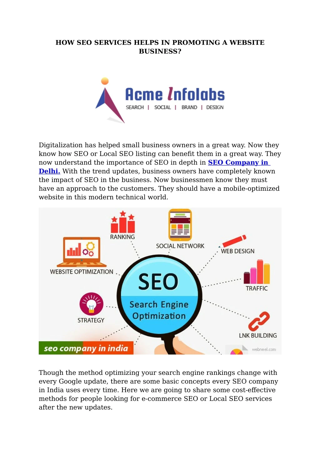 how seo services helps in promoting a website