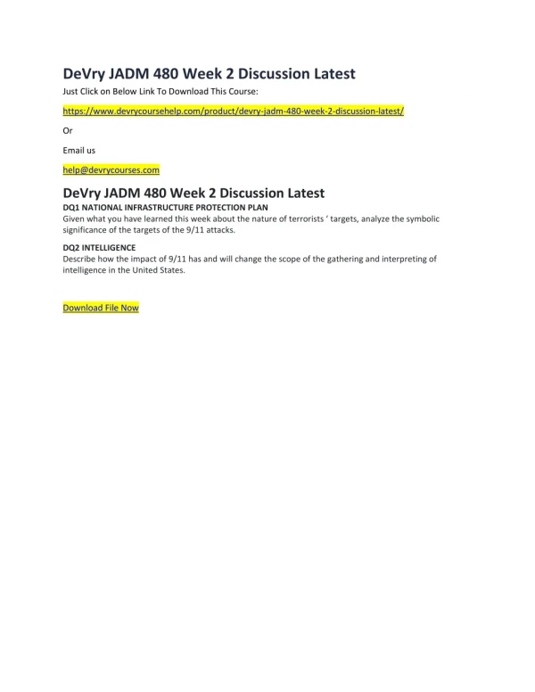 DeVry JADM 480 Week 2 Discussion Latest