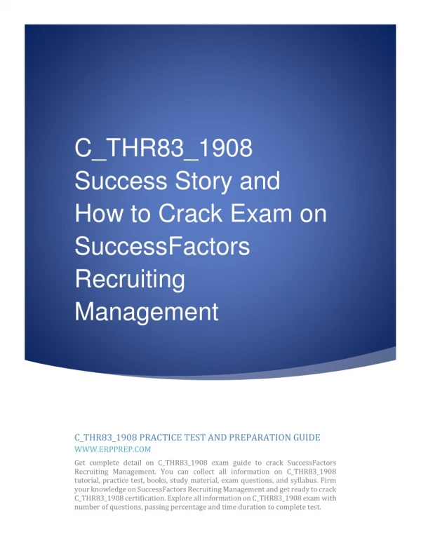 C_THR83_1908 Success Story and How to Crack Exam on SuccessFactors Recruiting Management