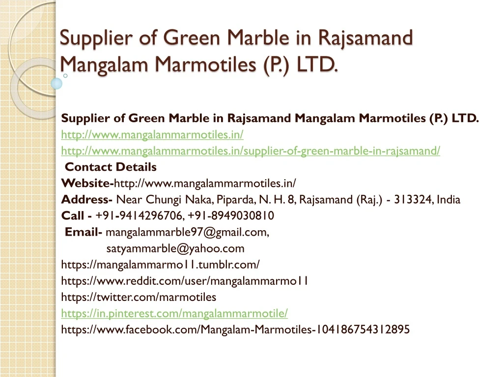 supplier of green marble in rajsamand mangalam marmotiles p ltd