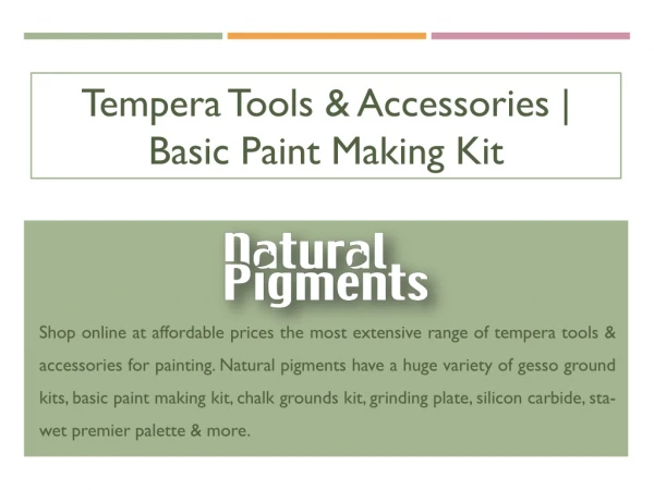 Tempera Tools & Accessories | Basic Paint Making Kit