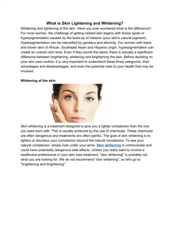 What is Skin Lightening and Whitening?