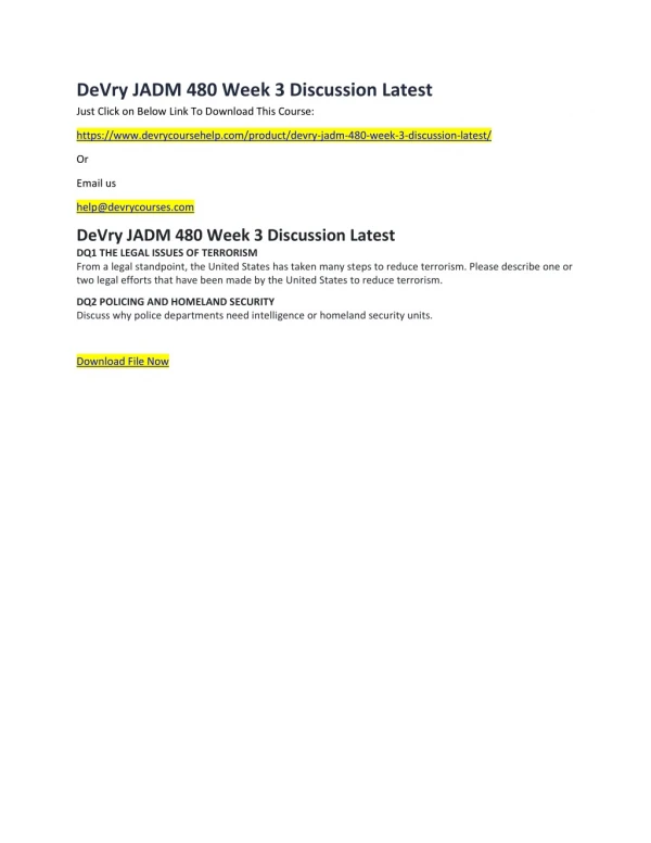 DeVry JADM 480 Week 3 Discussion Latest