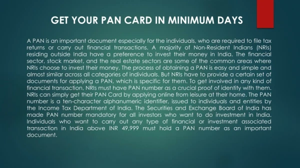 Pan Card Application