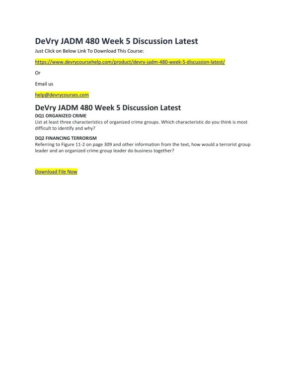 DeVry JADM 480 Week 5 Discussion Latest