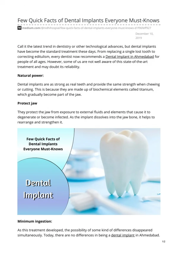 Few Quick Facts of Dental Implants Everyone Must-Knows