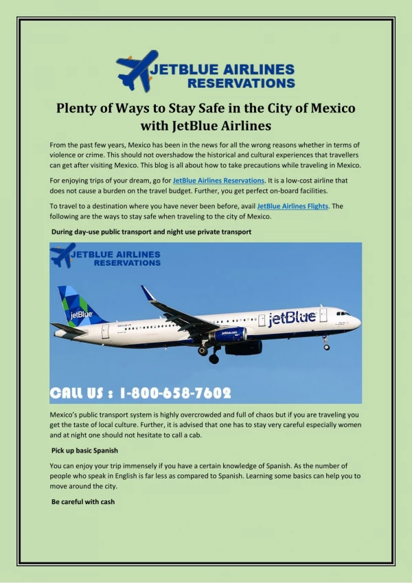 Plenty of Ways to Stay Safe in the City of Mexico with JetBlue Airlines
