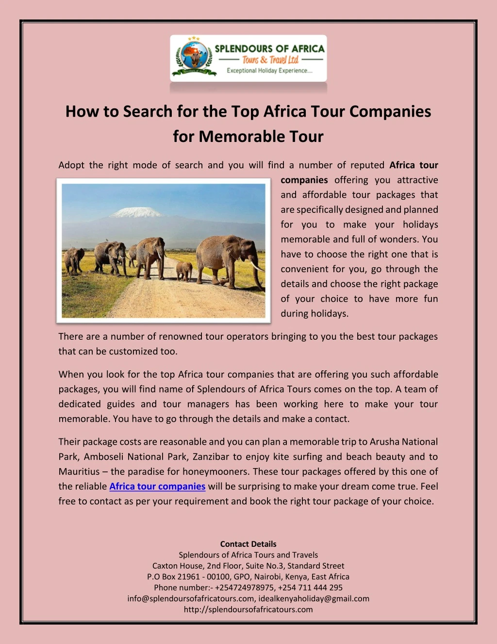 how to search for the top africa tour companies