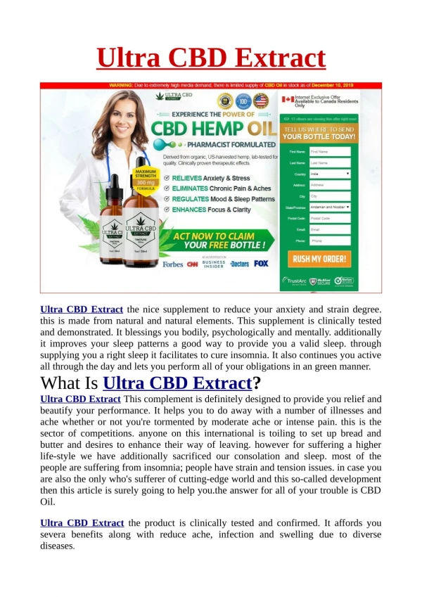 Ultra CBD Extract: Ingredients, Benefits, Price and Side Effect