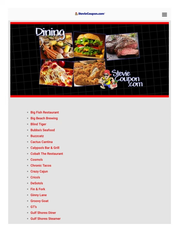 Gulf shores restaurant coupons