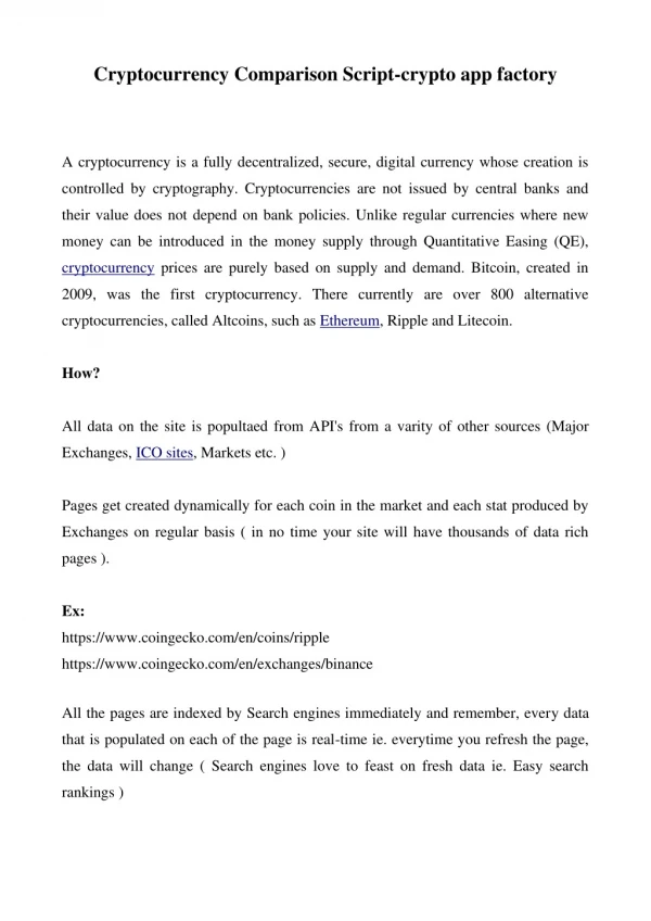 cryptocurrency comparison script crypto