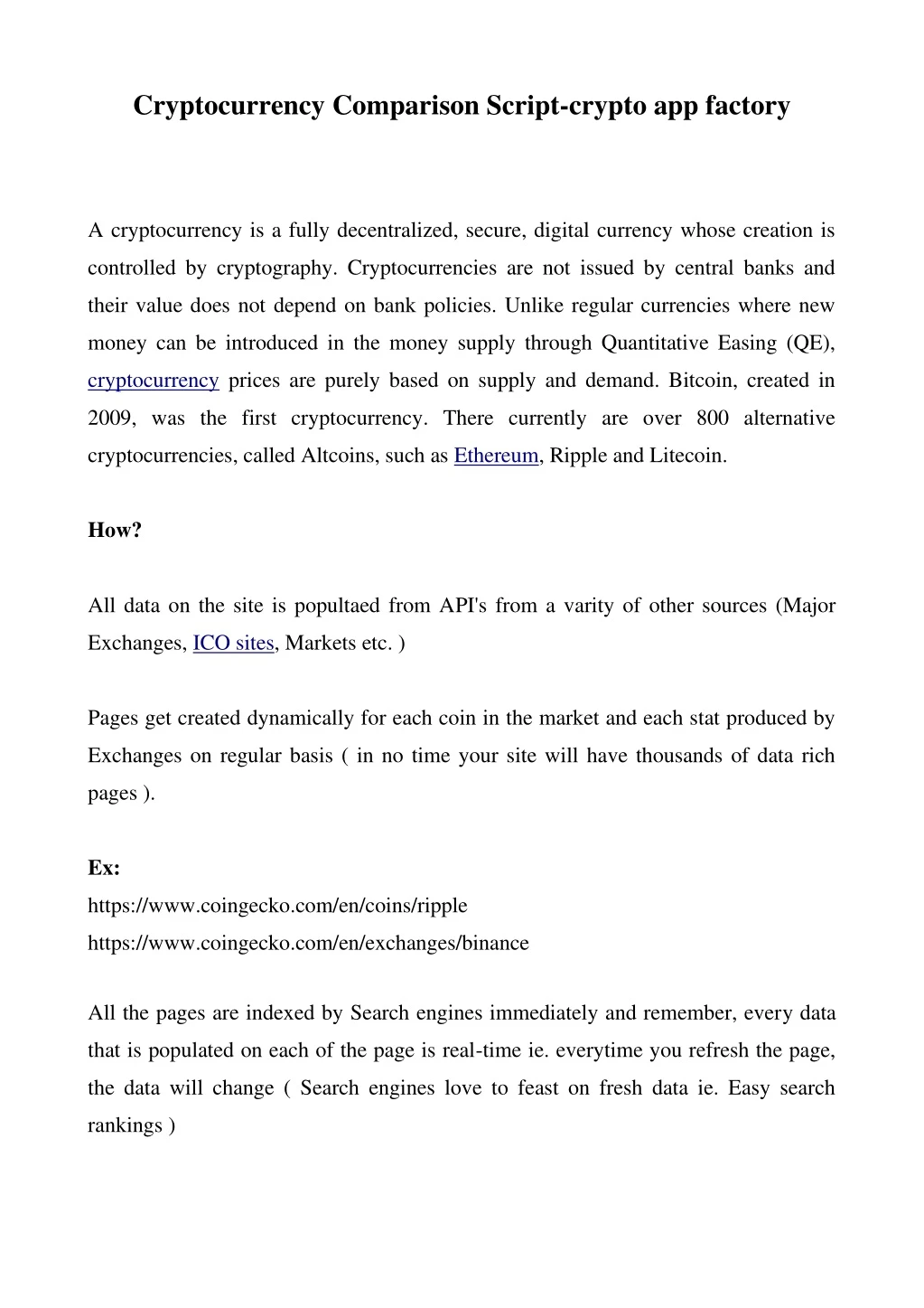 cryptocurrency comparison script crypto