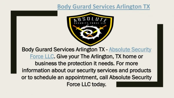 Body Gurard Services Arlington TX