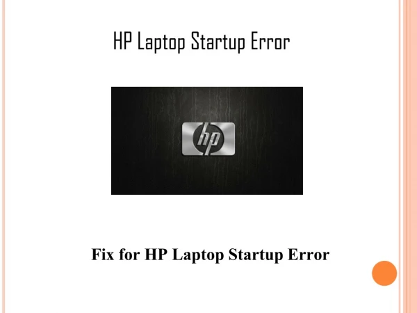 Fix for HP Laptop Startup Error