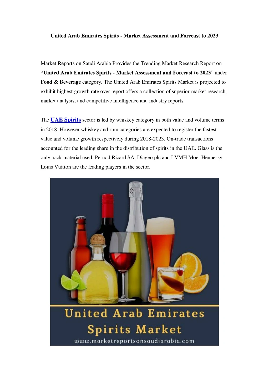 united arab emirates spirits market assessment