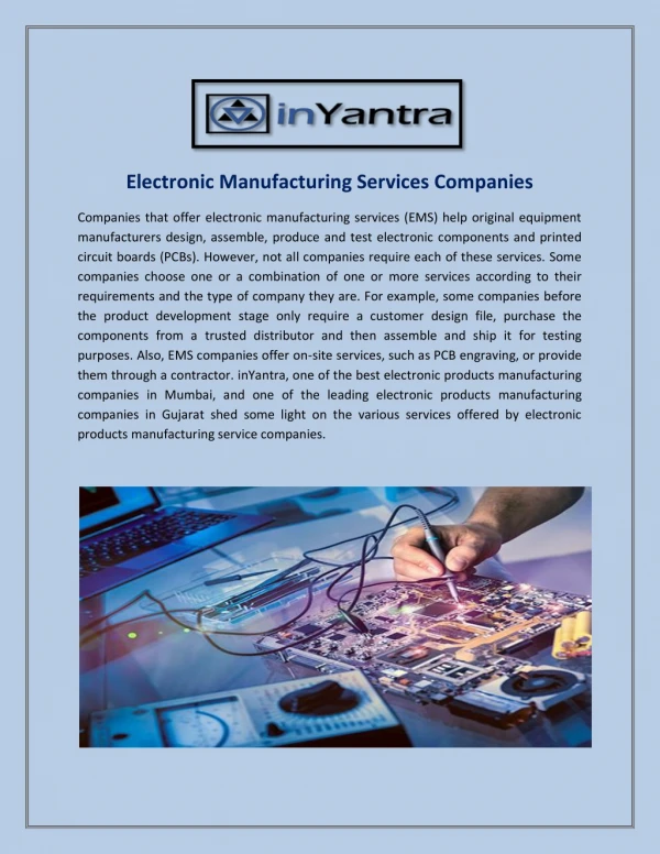 Electronic Manufacturing Services Companies in India