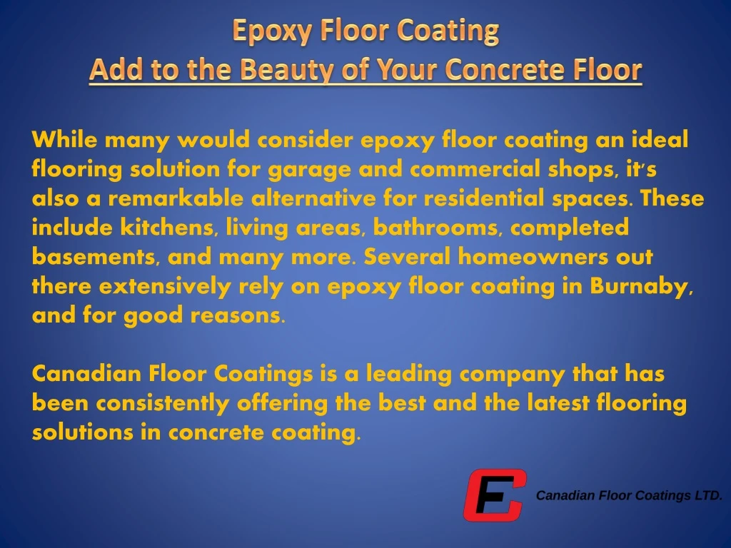 epoxy floor coating add to the beauty of your