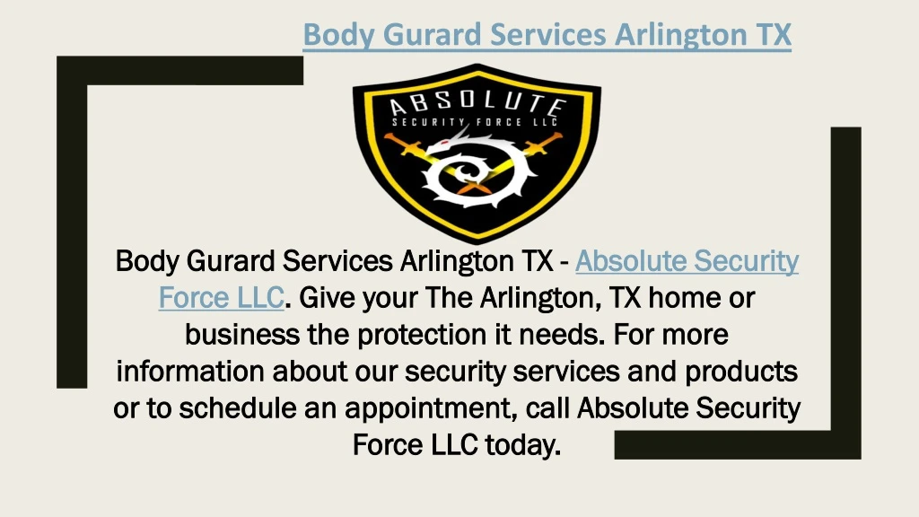 body gurard services arlington tx