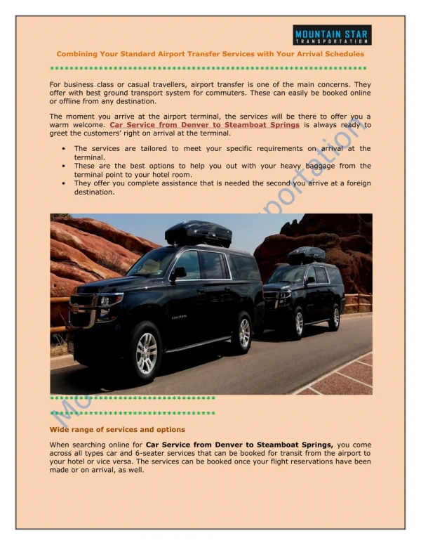combining your standard airport transfer services