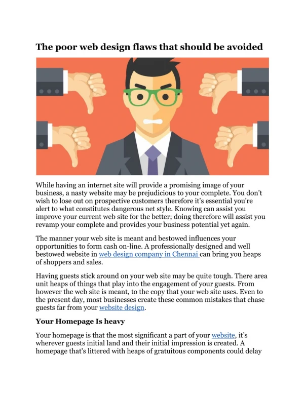 the poor web design flaws that should be avoided