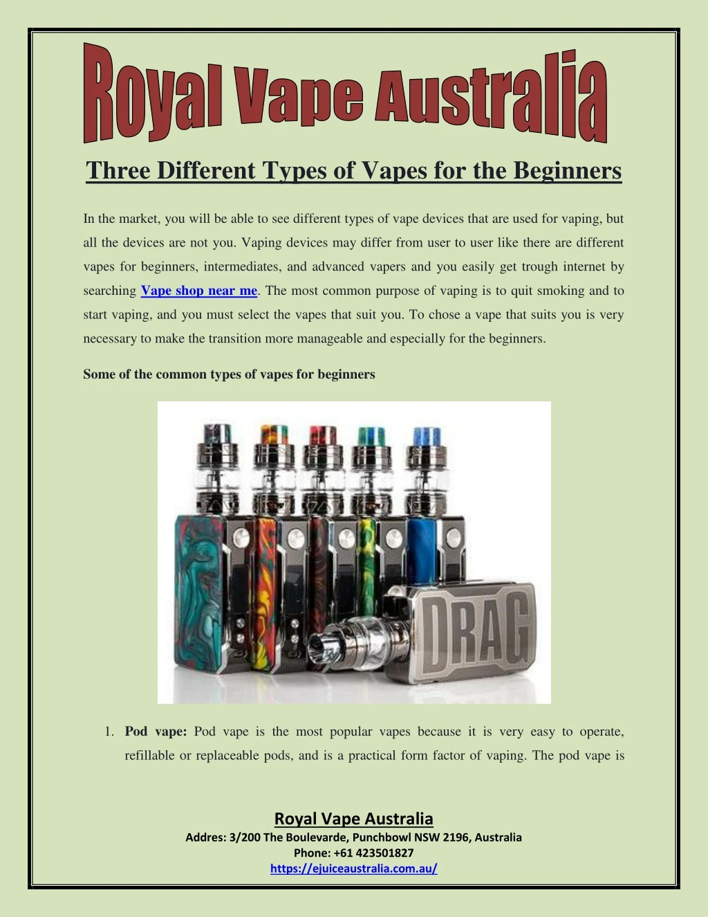three different types of vapes for the beginners