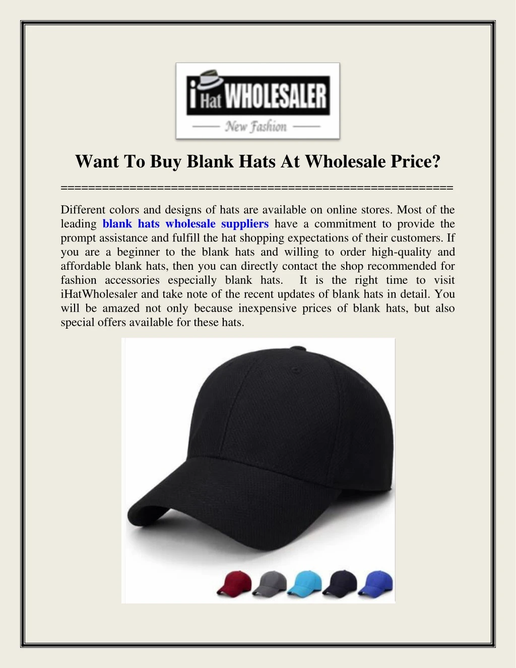 want to buy blank hats at wholesale price
