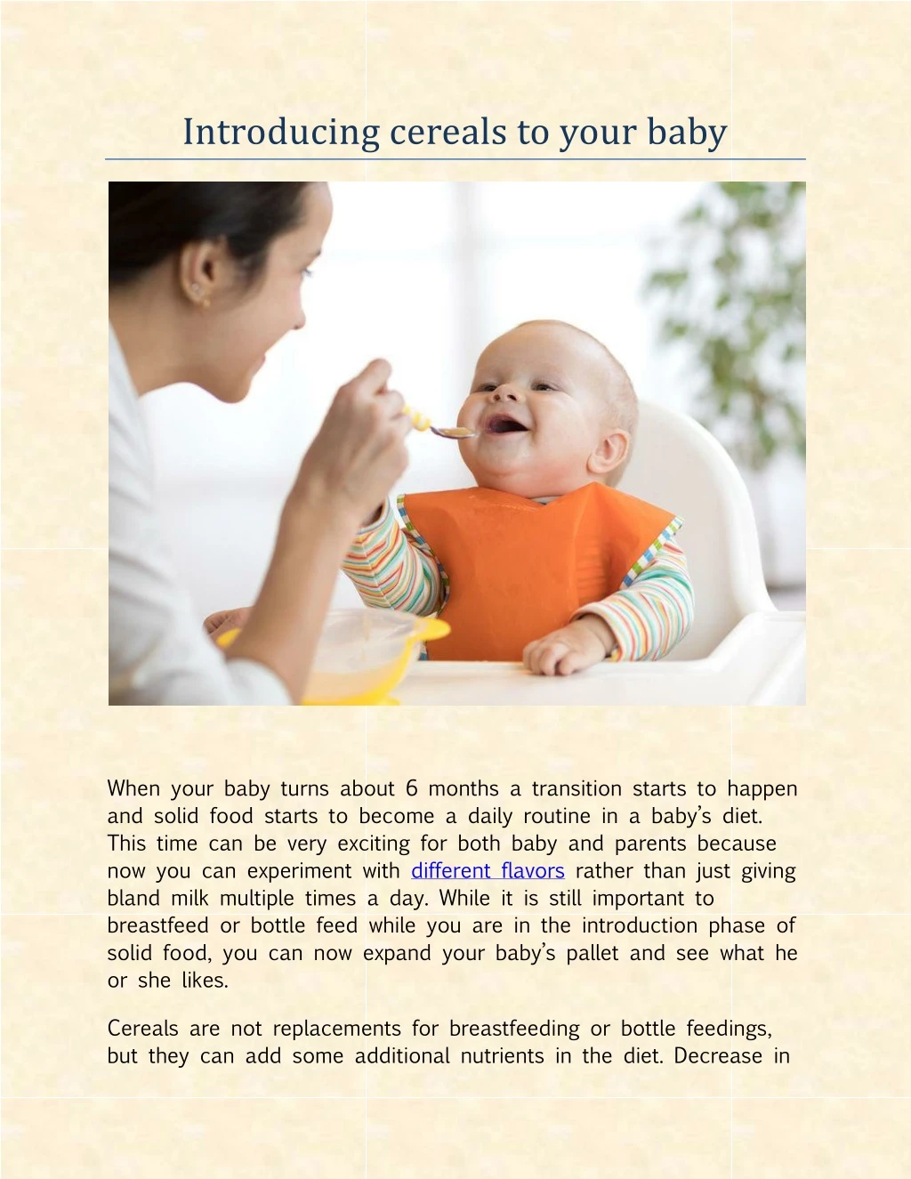 introducing cereals to your baby